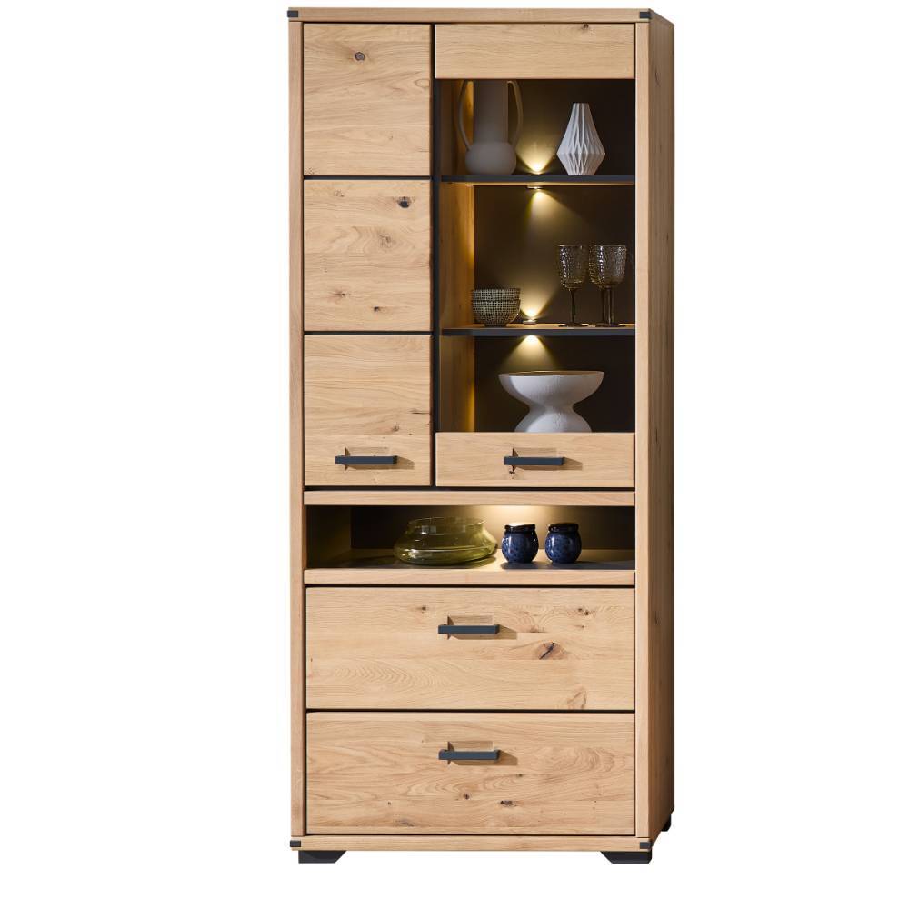 Vitrinenschrank Tablonero in Wildeichefarben 204 cm hoch