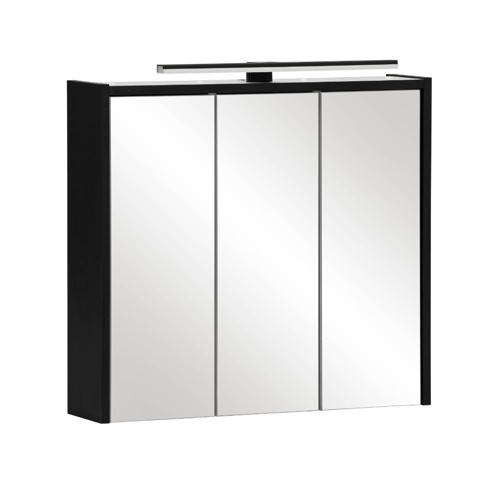 Badspiegelschrank Malte in Schwarz mit LED Beleuchtung