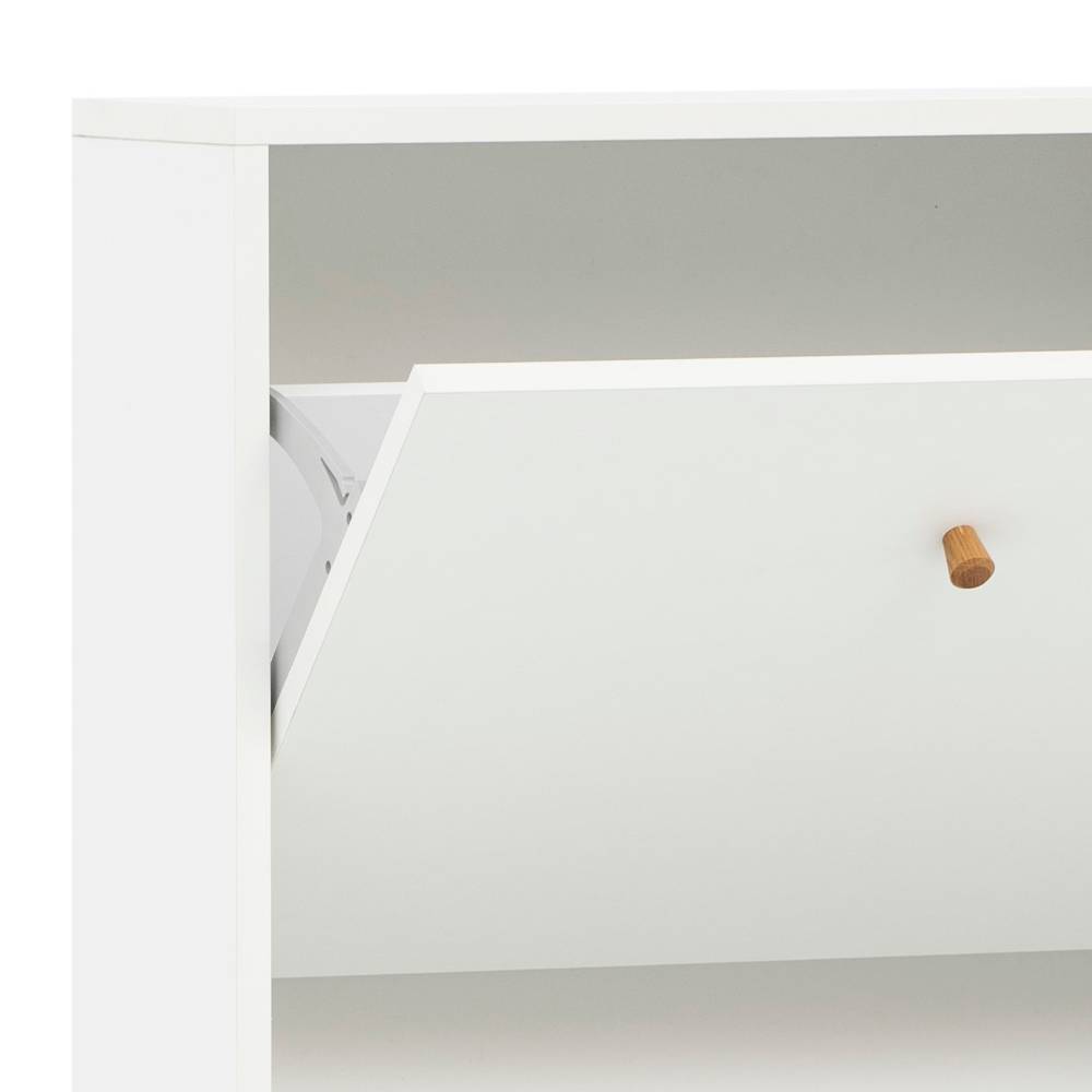 Schuhklappenschrank Linz in Weiß matt im Skandi Design
