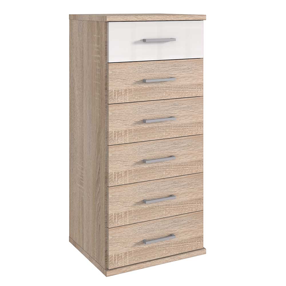 Moderne Kommode Hajana mit sechs Schubladen 46 cm breit