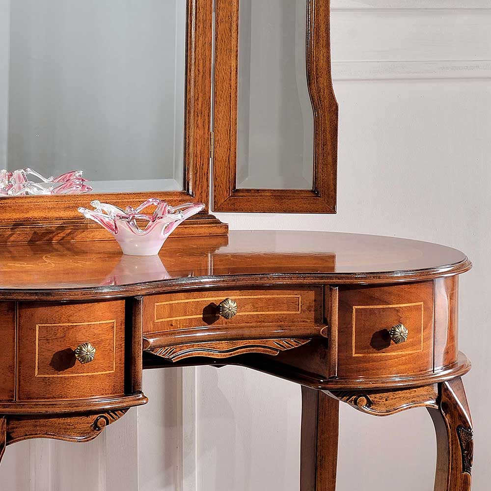 Schminktisch Casamarina im Barock Design in Nussbaumfarben