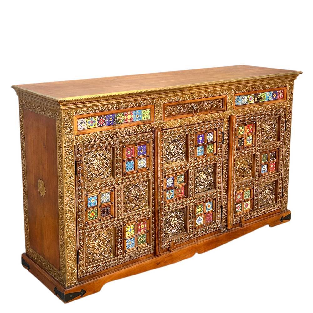 Boho Style Sideboard Legancio handgearbeitet in Bunt