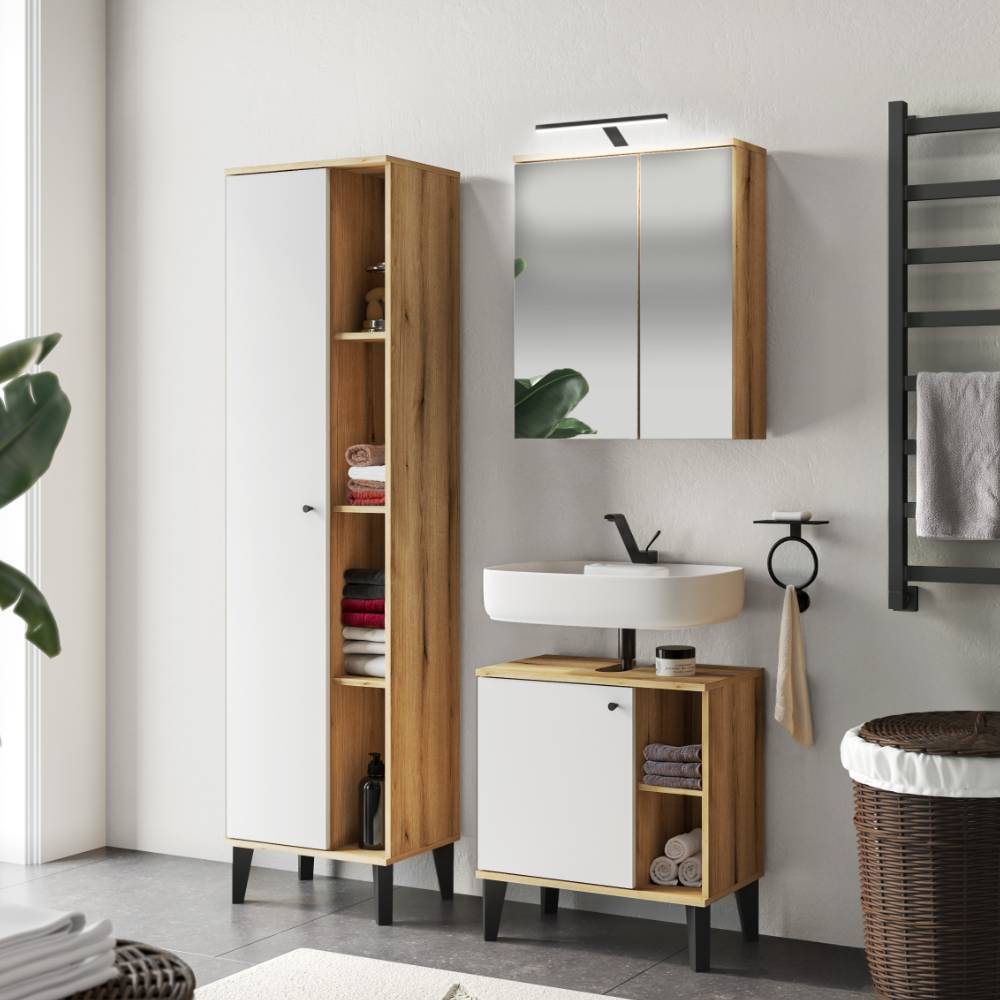Badmöbelkomplettset Zyret dreiteilig in modernem Design (dreiteilig)