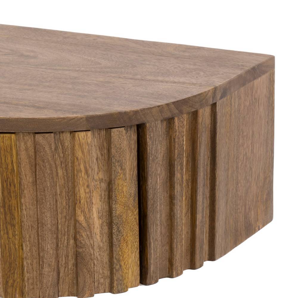 Nachttisch Teshion in halbrunder Form aus Mangobaum Massivholz