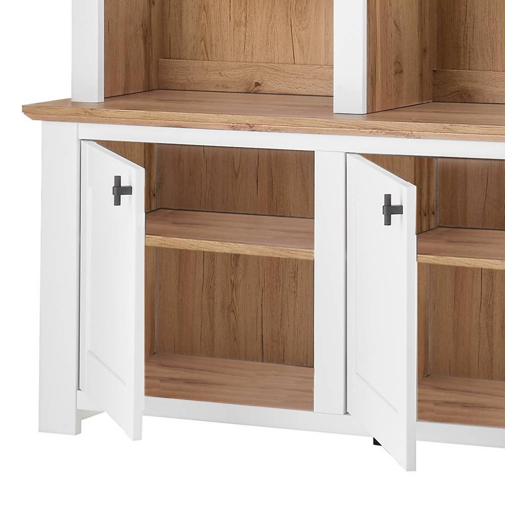 Buffet Vitrine Beno mit Glastüren und drei offenen Fächern