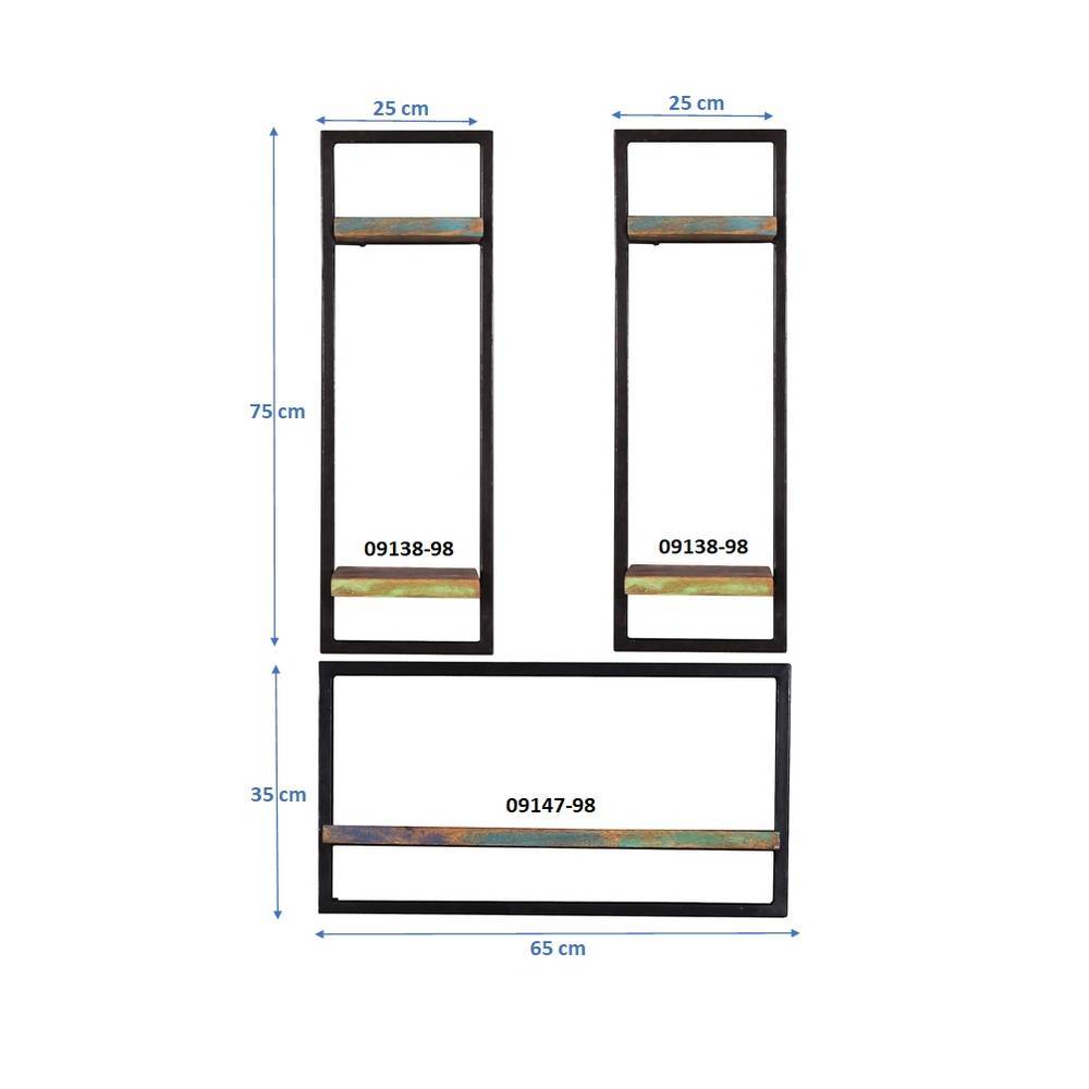 Wandboards Vucotto aus Recyclingholz und Metall (dreiteilig)