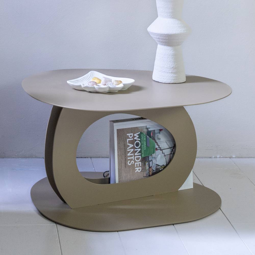 Designercouchtisch Nossey in organischer Form - Champagnerfarben