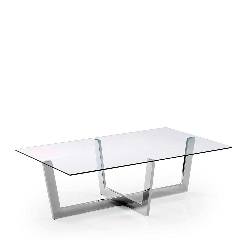 Couchtisch Brosia 120 cm breit aus Glas und Metall