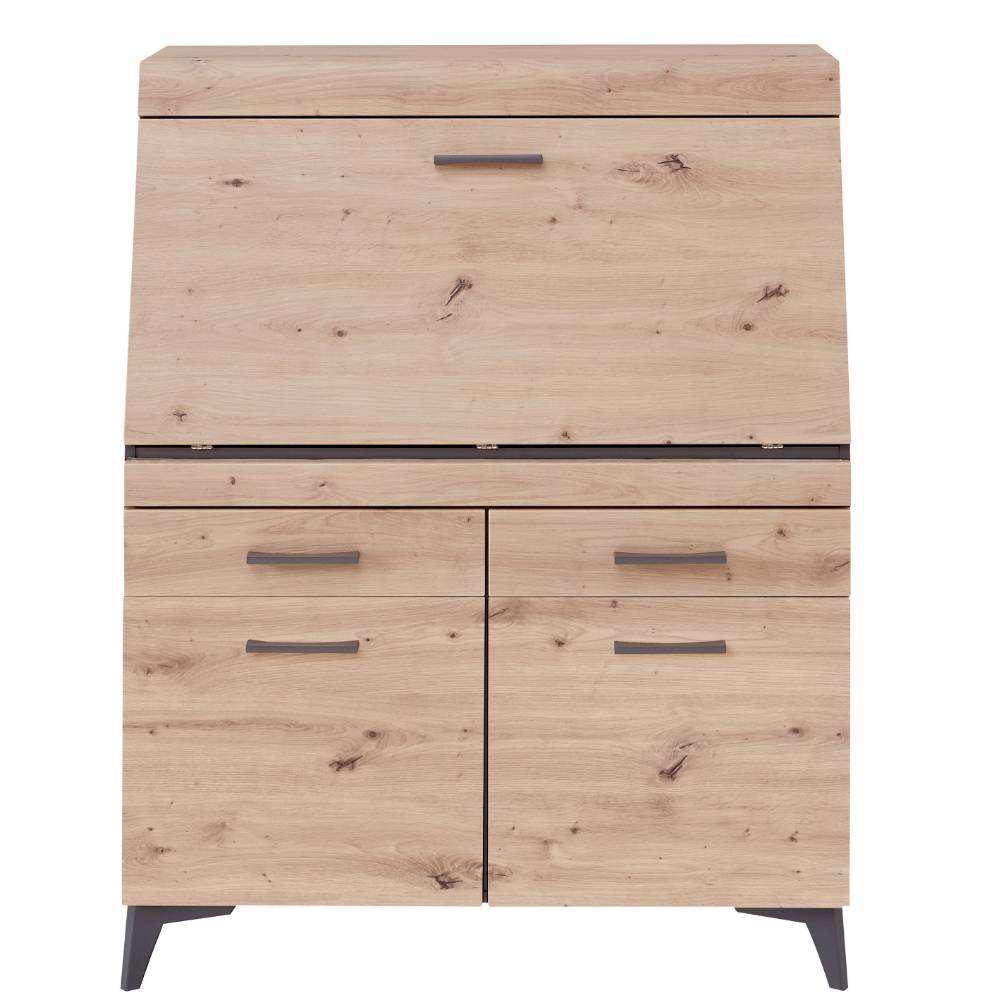 Sekretärschrank Chemba 124 cm hoch in Wildeichefarben