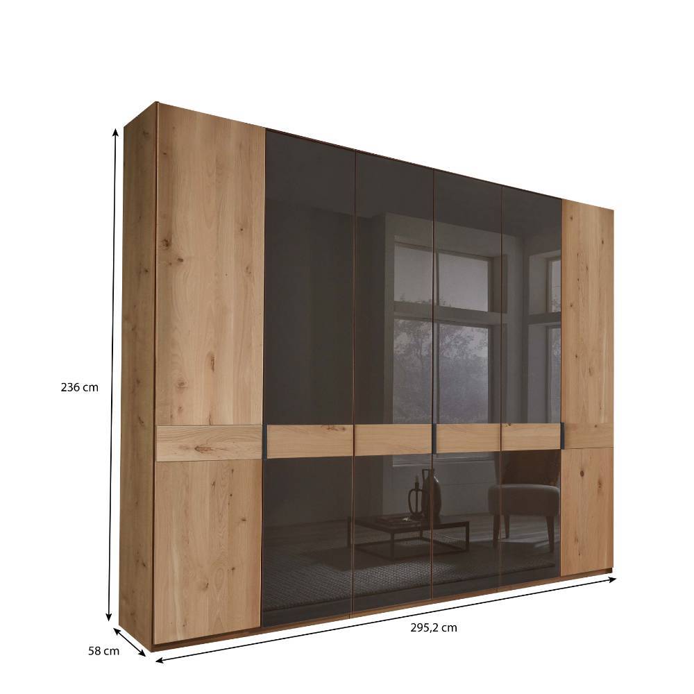 Kleiderschrank 6-türig Merkur in Eiche Bianco und Dunkelbraun
