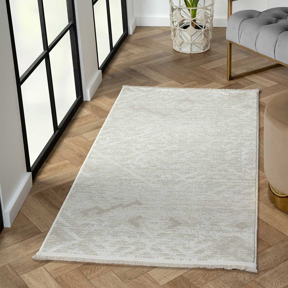 Heller Teppich Rechteck Ipsum in Cremefarben & Beige Kurzflor