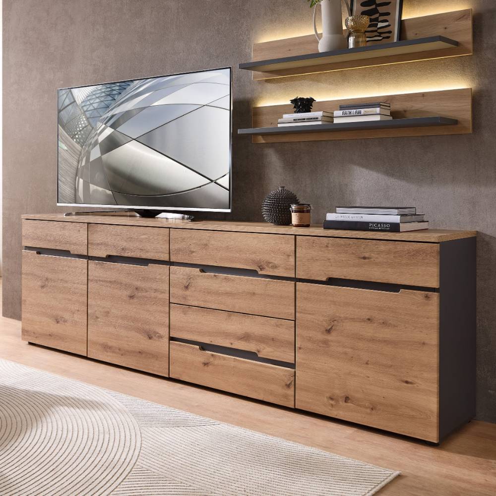 TV Sideboard Roady in Wildeichefarben 230 cm breit