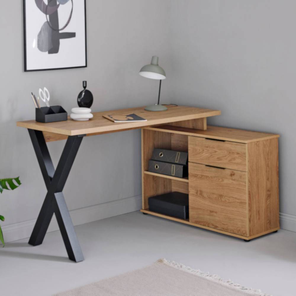 Büroschreibtisch Jian in modernem Design mit Seitenregalen
