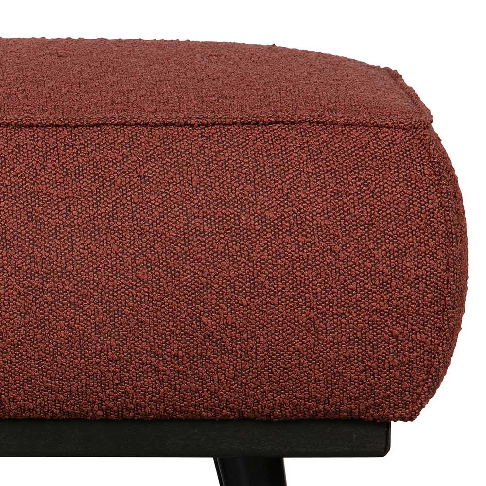 Boucle-Stoff Polsterhocker Kedniel in Rotbraun 80 cm breit
