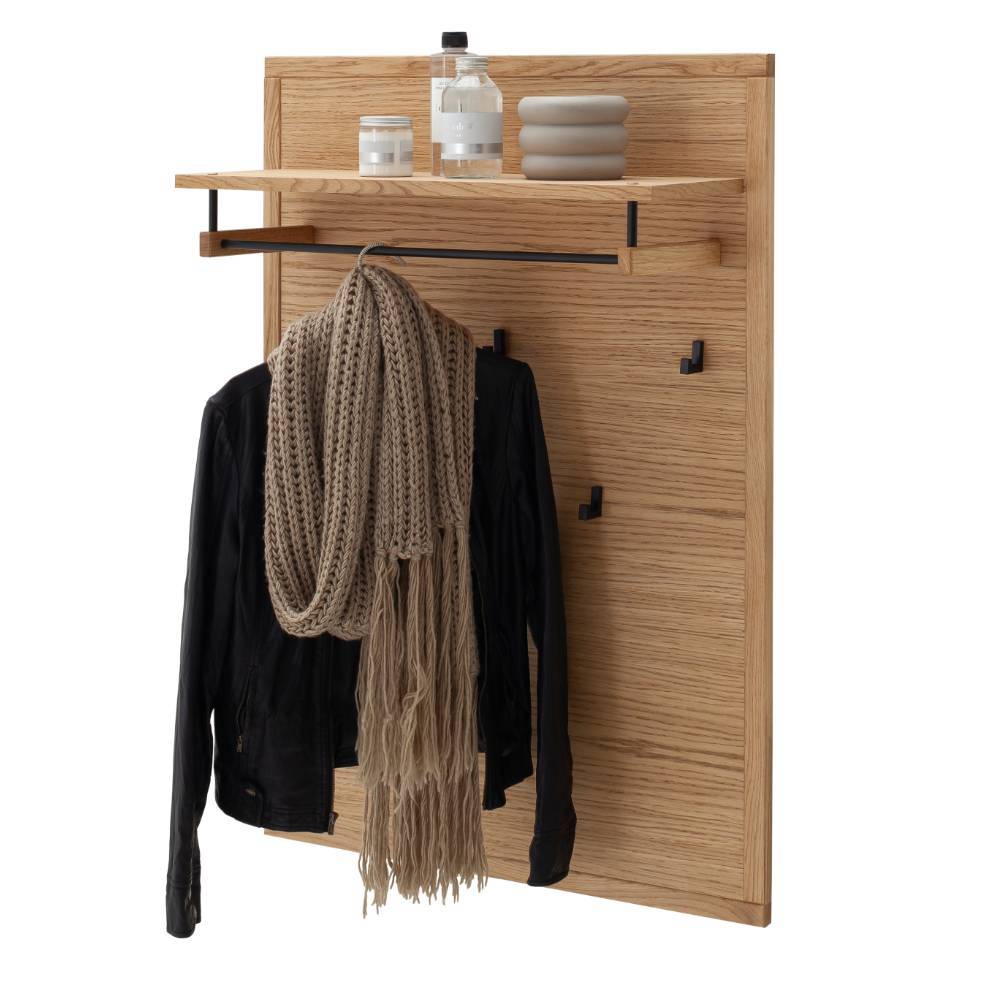 Wandgarderobe Sisam in Wildeichefarben mit 5 Kleiderhaken