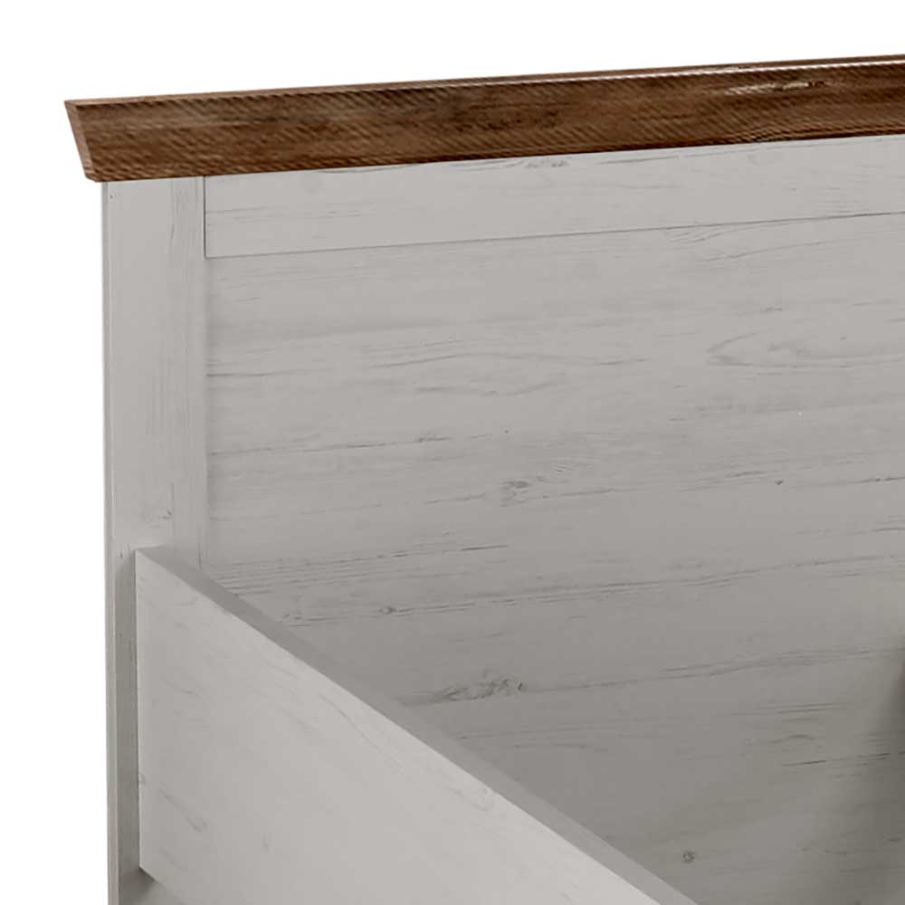 Landhausstil Bett Flurencina in Weiß und Kieferfarben