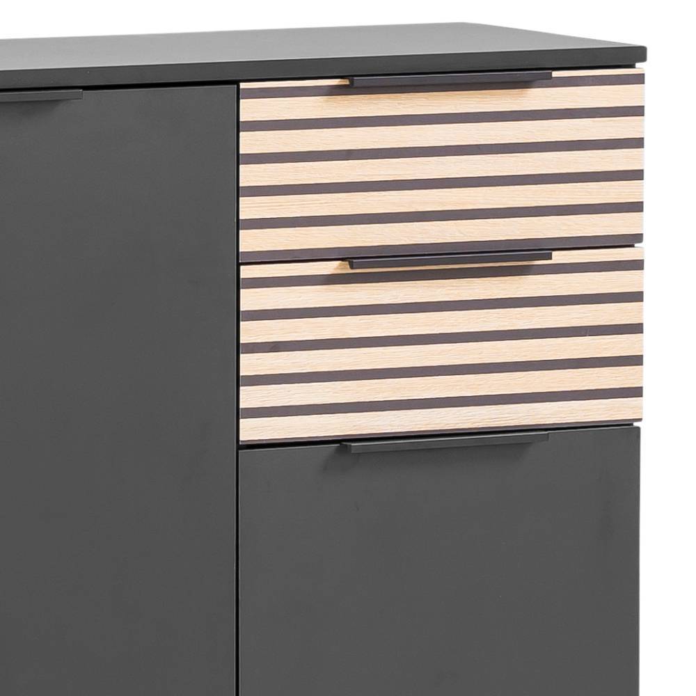 Schuhschrank Ronn in Schwarz matt und Paneeloptik