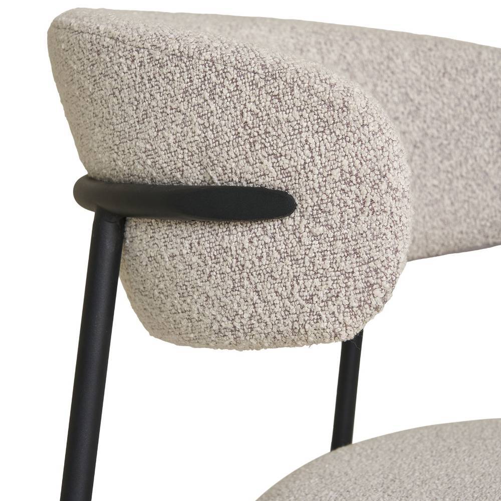 Polsterstuhl Esszimmer Eleon in Beige aus Boucle Stoff (2er Set)