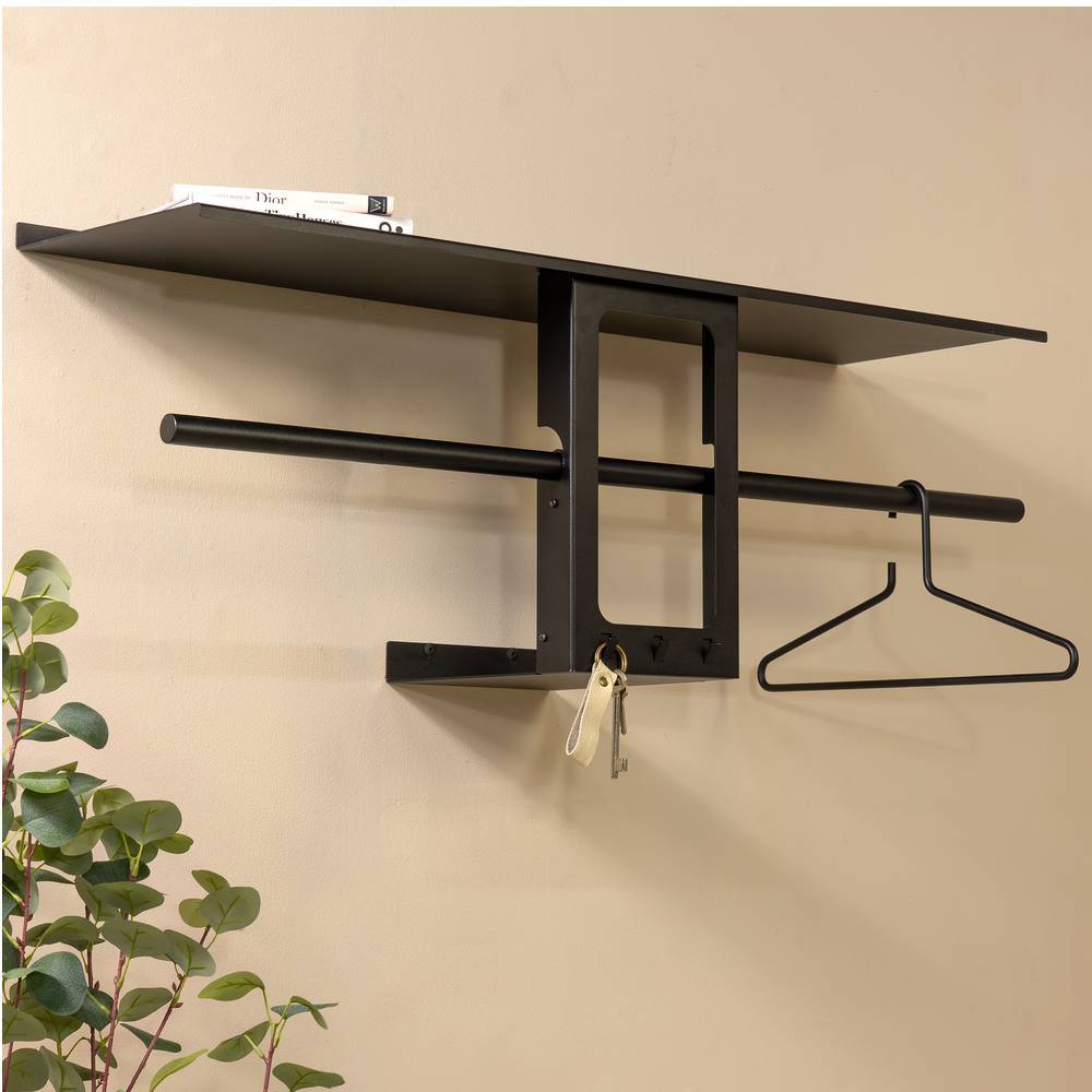 Wandgarderobe Adelio aus Stahl mit Hutablage aus Metall