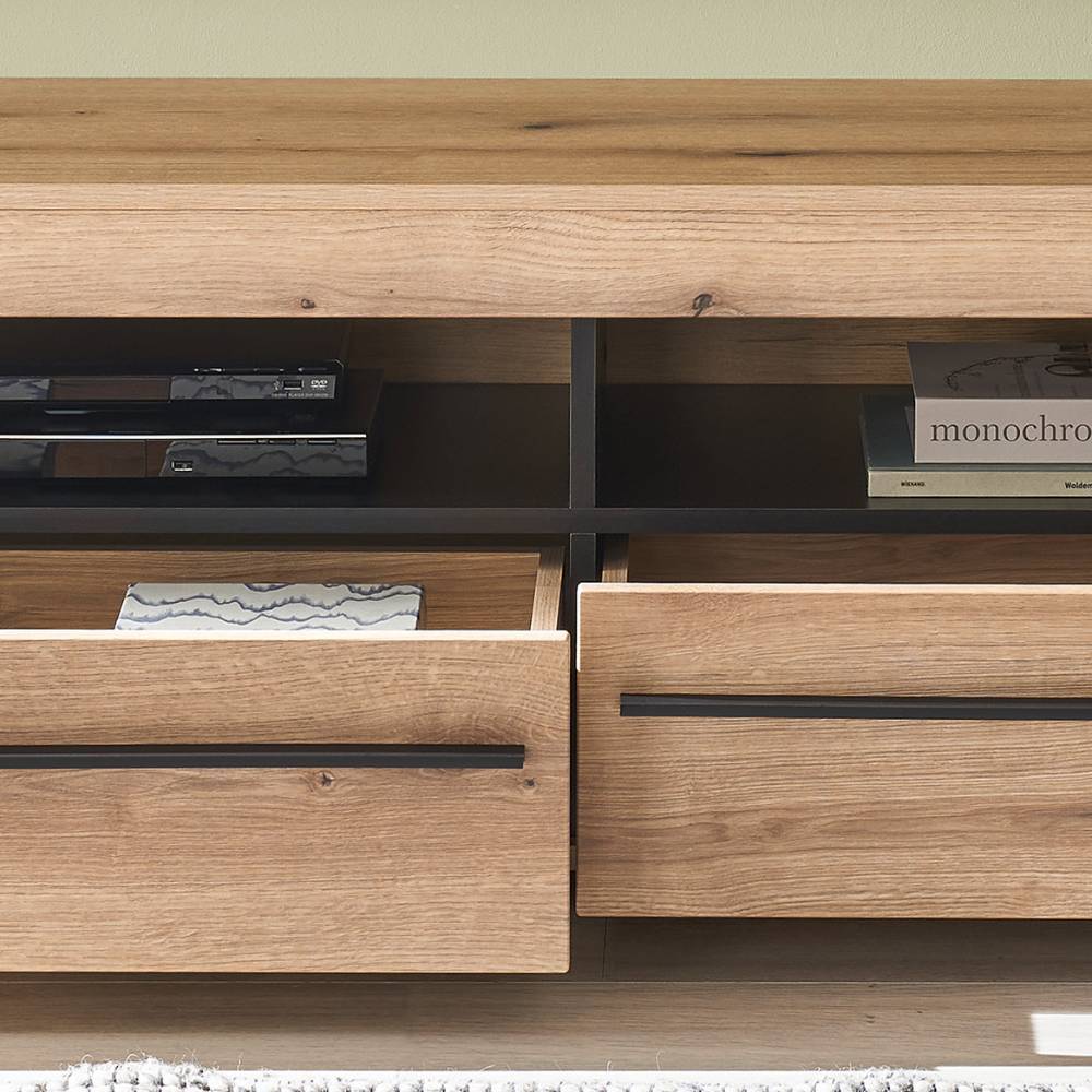 Anbauwand Cemutra in modernem Design - Eichefarben (vierteilig)