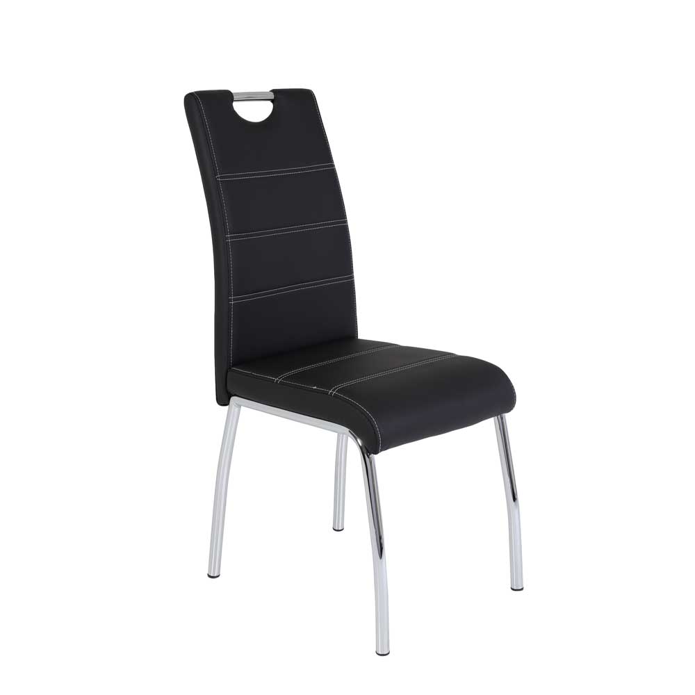 Stuhl Set Monsieur in Schwarz Kunstleder mit Griff (Set)