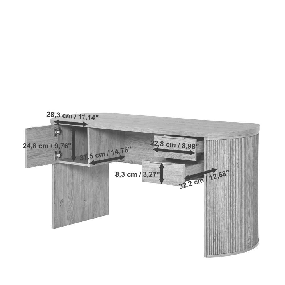 Designschreibtisch Baldaniel in Eichefarben 148 cm breit