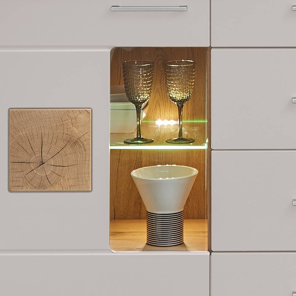 Sideboard Zandravo mit LED Beleuchtung und Hirnholz Applikationen