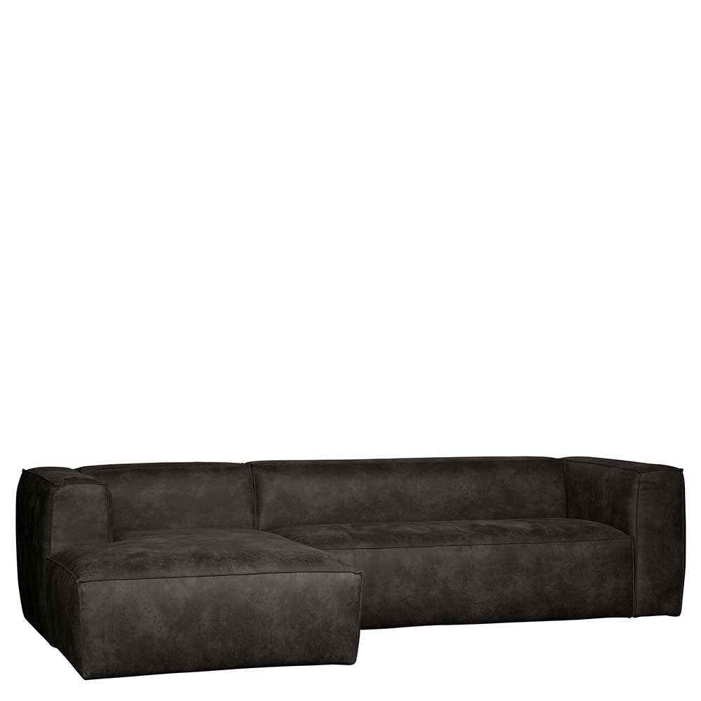 Ecksofa Ostabora in Schwarz Recyclingleder 305 cm breit