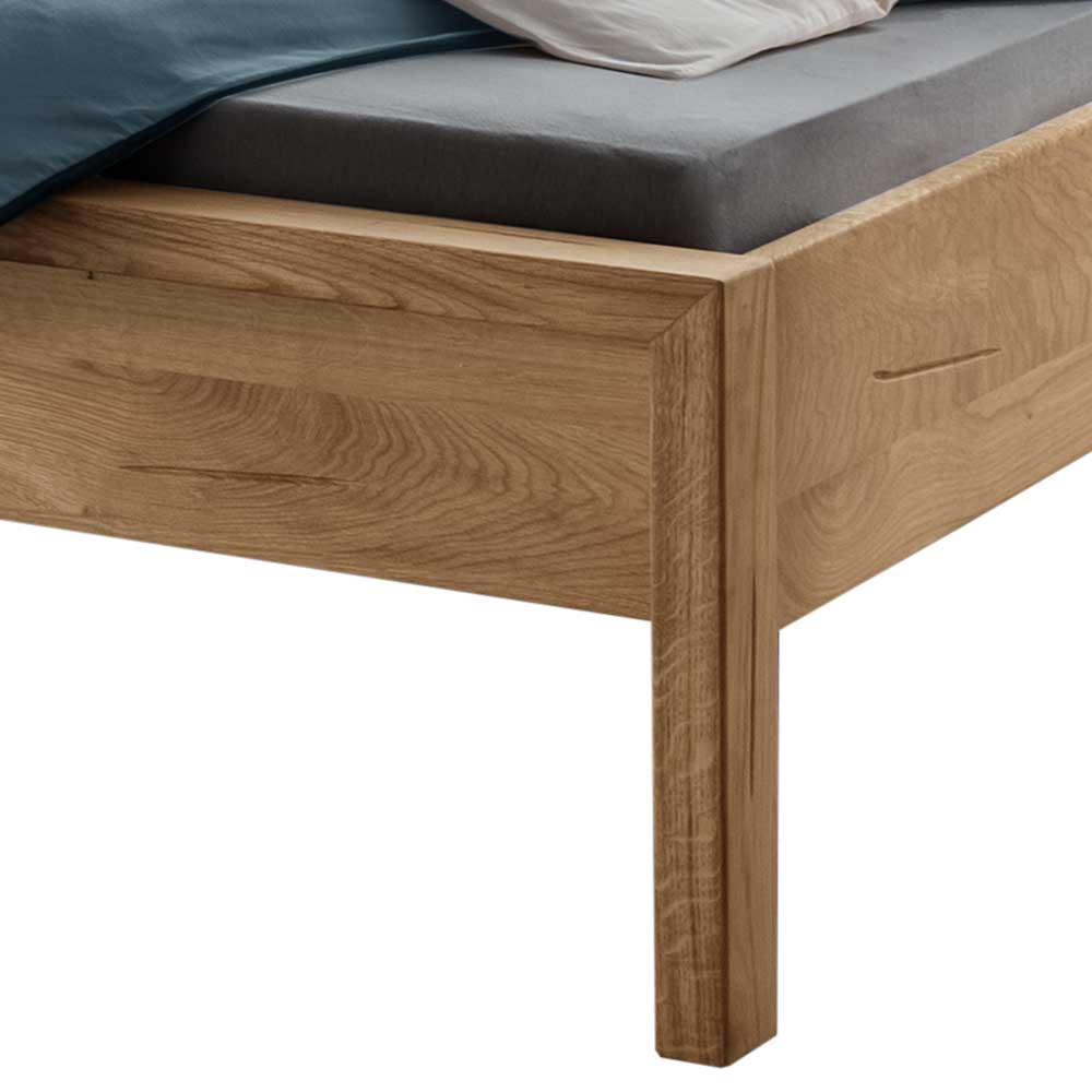 Wildeiche Doppelbett massiv Snoba Oberfläche geölt - 90 cm Kopfteil