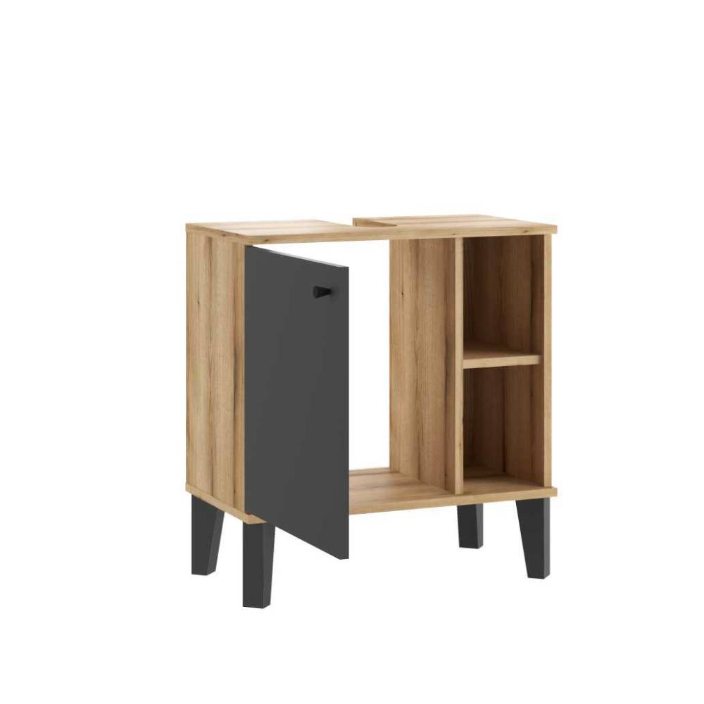 Modernes Badezimmermöbel Set Pattinos 33 cm tief mit LED Beleuchtung (fünfteilig)