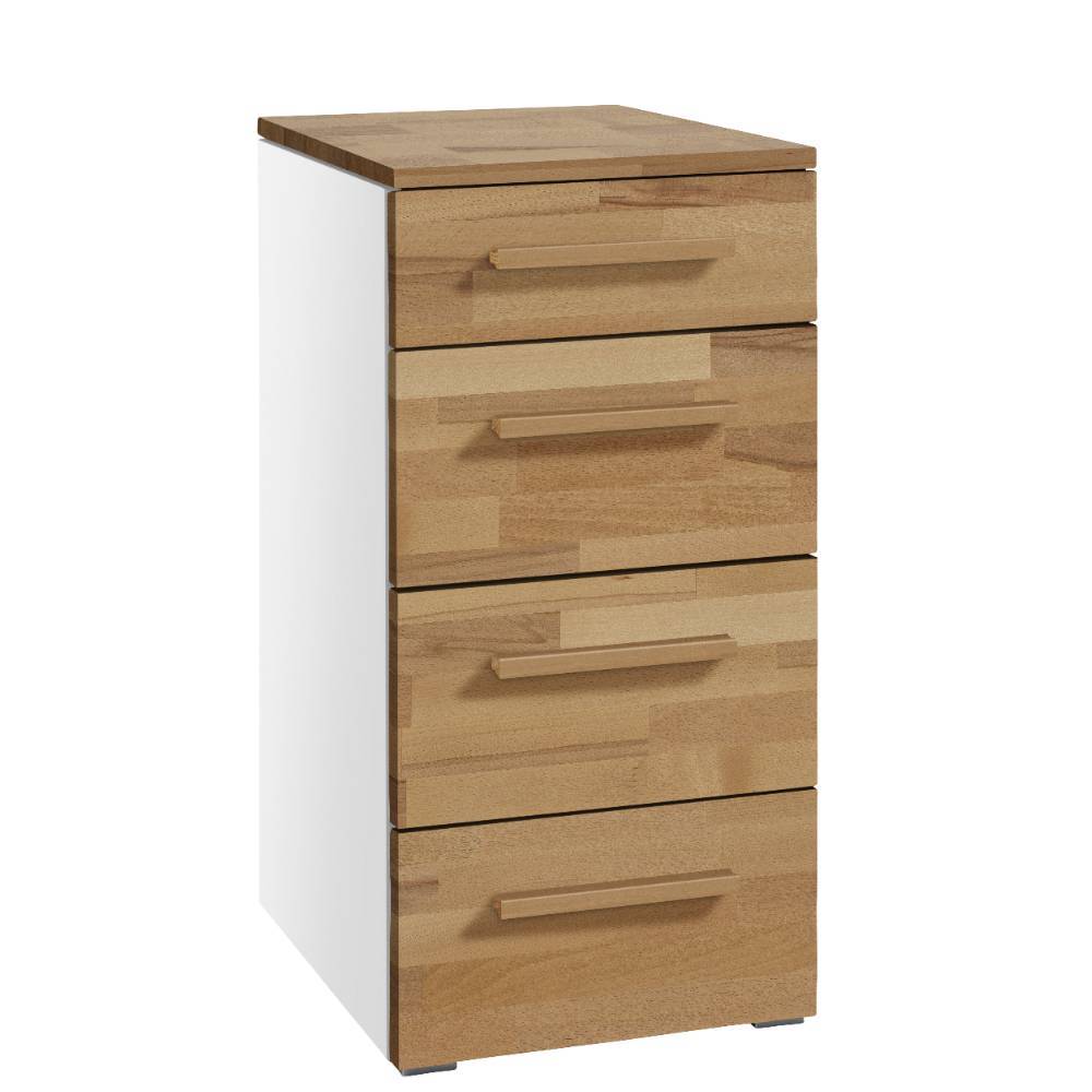 Moderne Kommode Lusiana in Kernbuchefarben und Weiß
