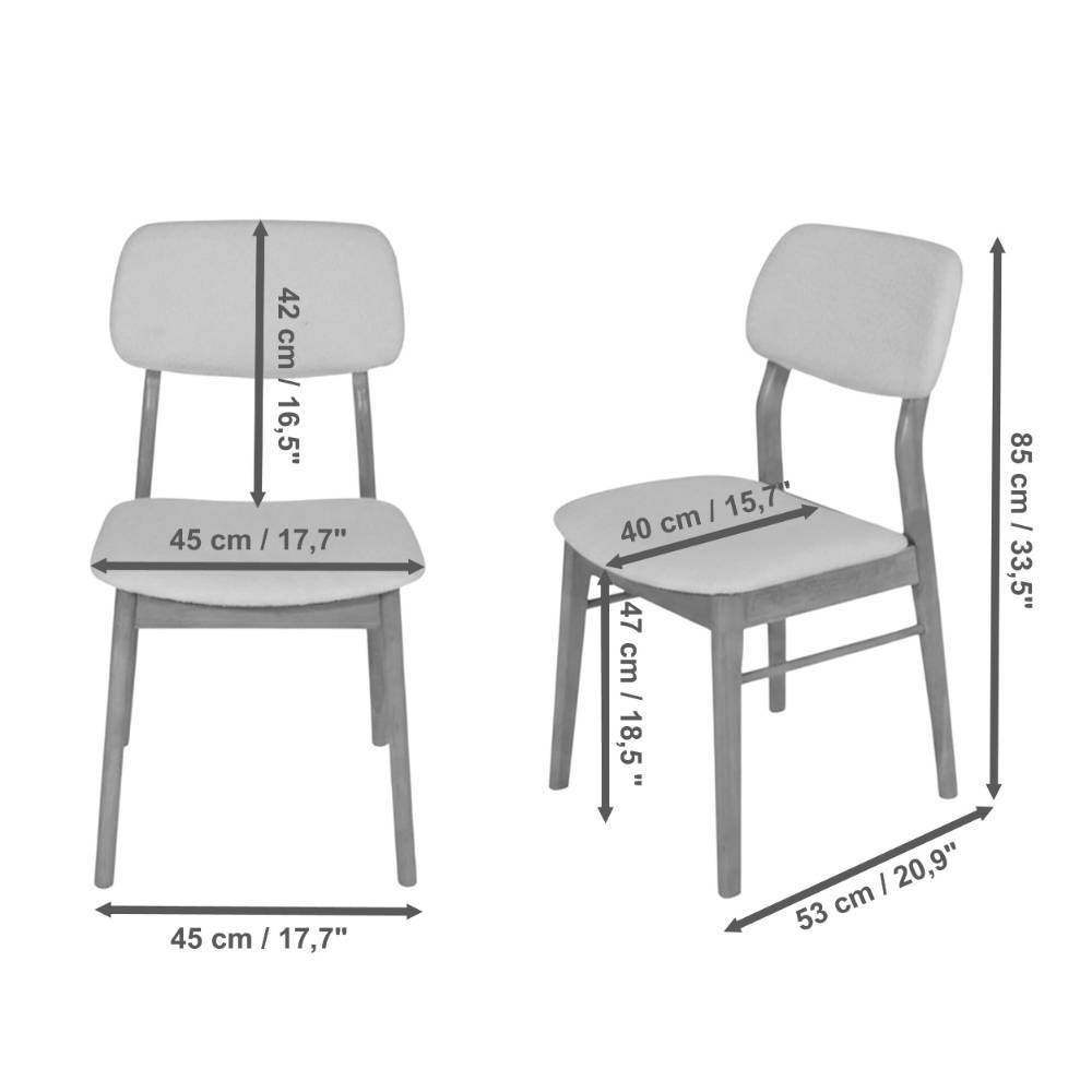 Esszimmerstuhl Foahala in Offwhite aus Boucle Stoff (2er Set)