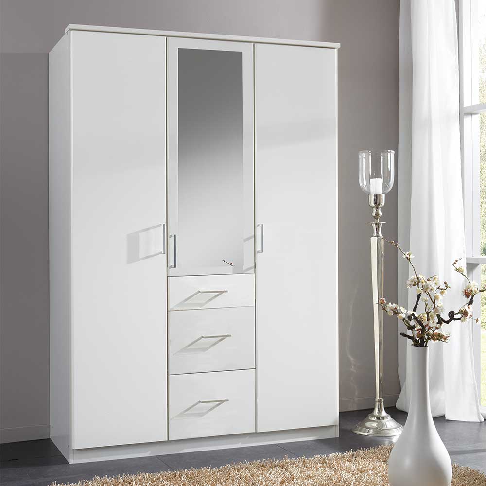 Weißer Kleiderschrank Redon mit Spiegeltür und drei Schubladen