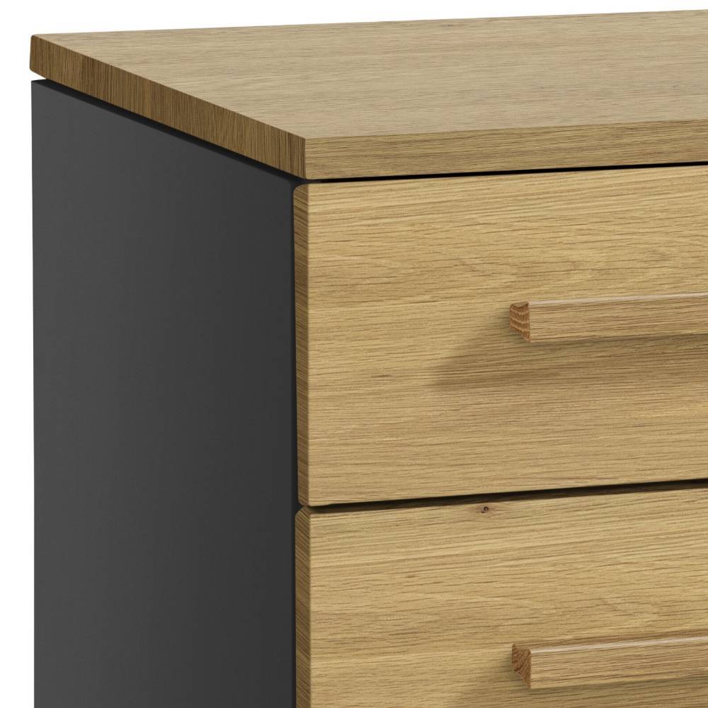 Schubladen Sidebord Udom in Anthrazit und Eiche hell