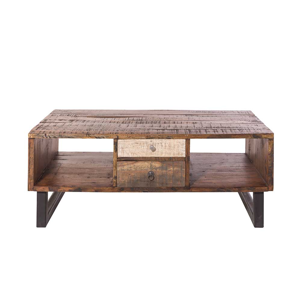 Design Wohnzimmertisch Tamila aus Mangobaum Massivholz sandgestrahlt