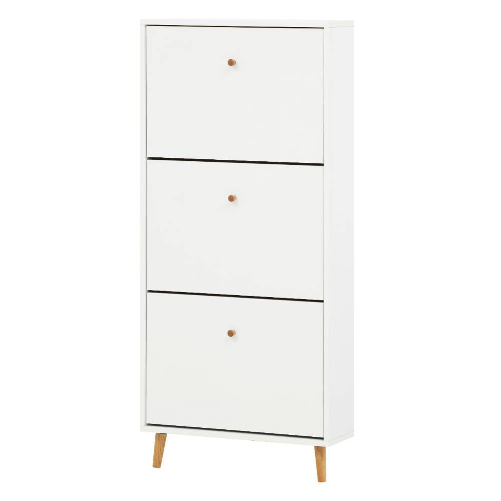 Schuhklappenschrank Linz in Weiß matt im Skandi Design