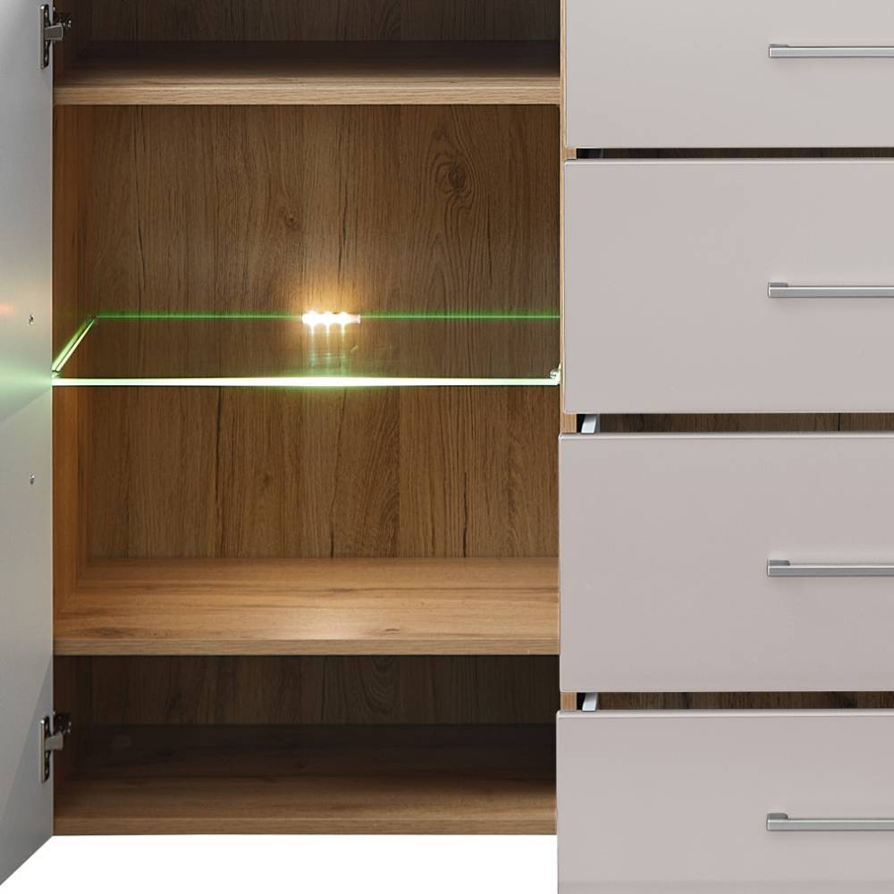 Sideboard Zandravo mit LED Beleuchtung und Hirnholz Applikationen