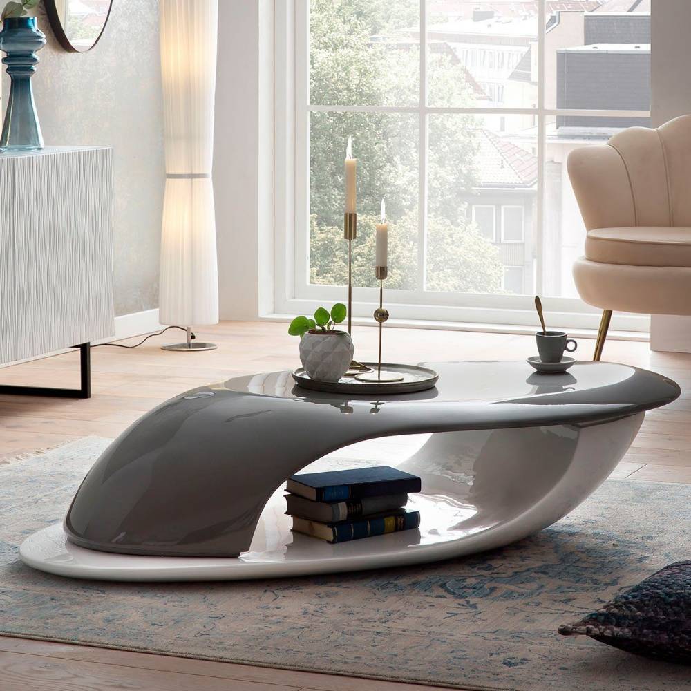 Hochglanz Designtisch Select aus Fiberglas in organischer Form
