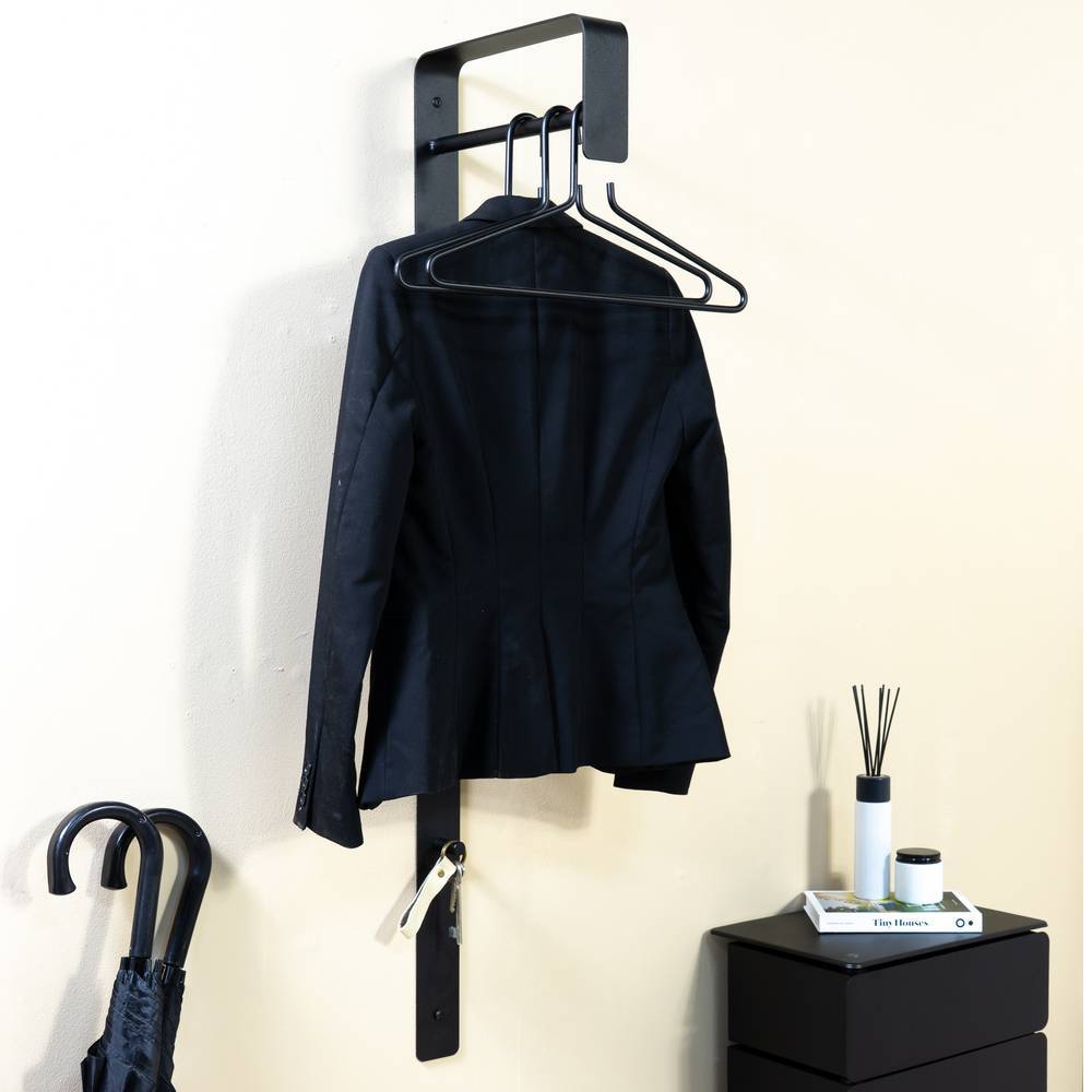 Metall Wandgarderobenleiste Capua in Schwarz 115 cm hoch