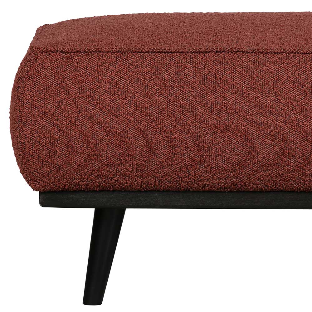 Boucle-Stoff Polsterhocker Kedniel in Rotbraun 80 cm breit