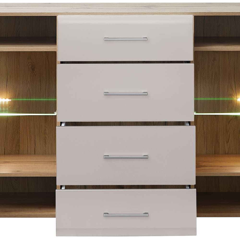 Sideboard Zandravo mit LED Beleuchtung und Hirnholz Applikationen