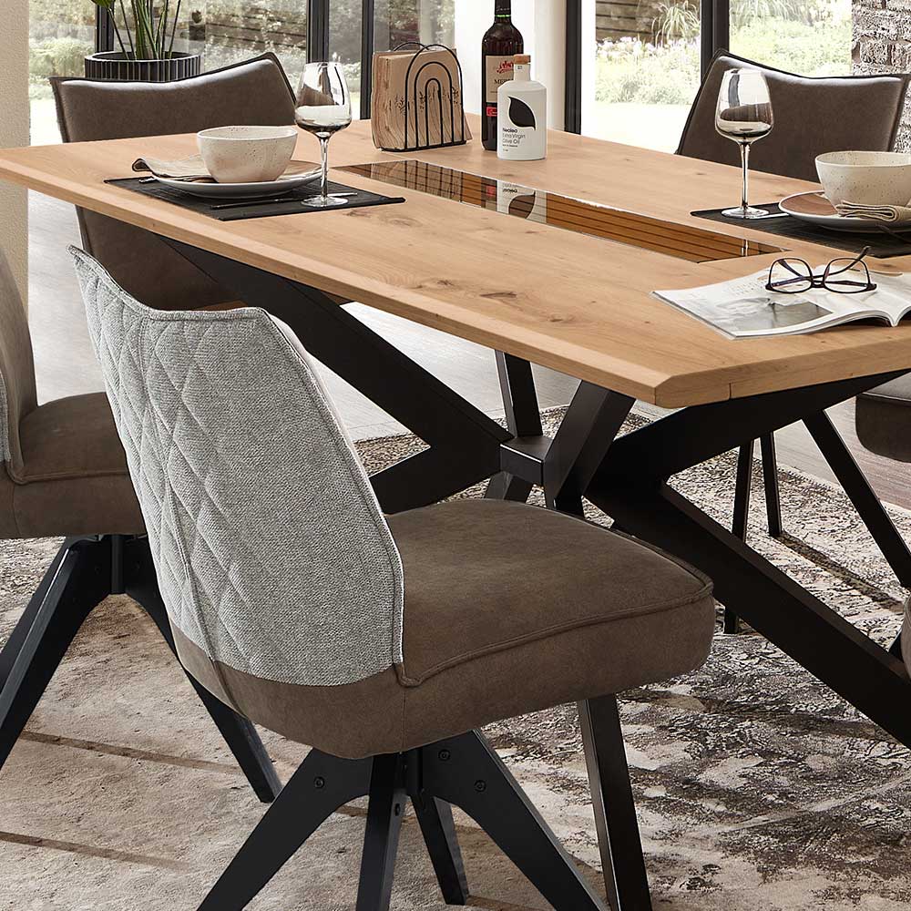 Esszimmer Gruppe Luzie mit Spider Gestell Tisch und 6 Stühlen (siebenteilig)