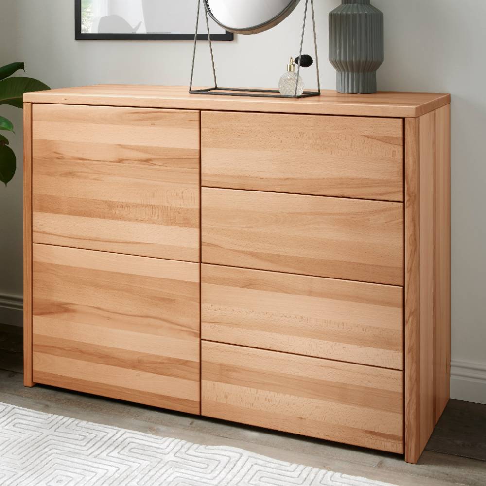 Massivholzkommode Elliano in Kernbuchefarben 105 cm breit