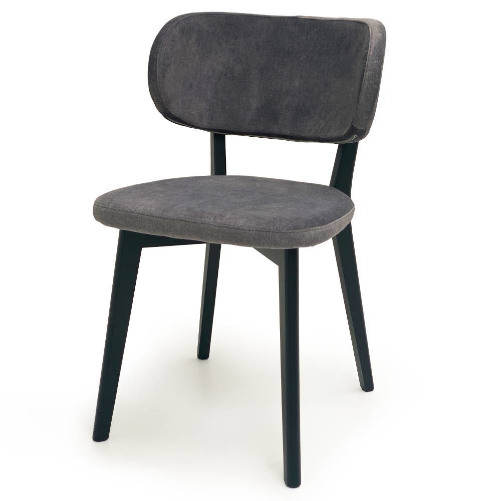 Stuhl Esszimmer Jeys in Grau mit Gestell aus Massivholz (2er Set)