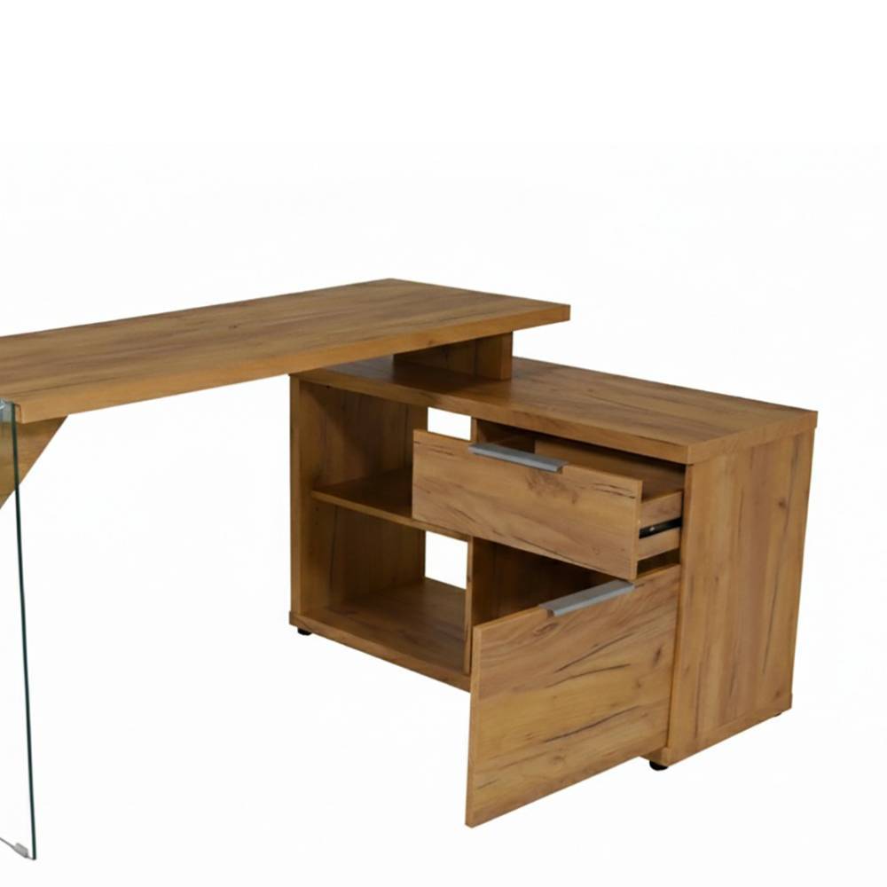 Designschreibtisch Olenka 142 cm breit mit Druckerablage