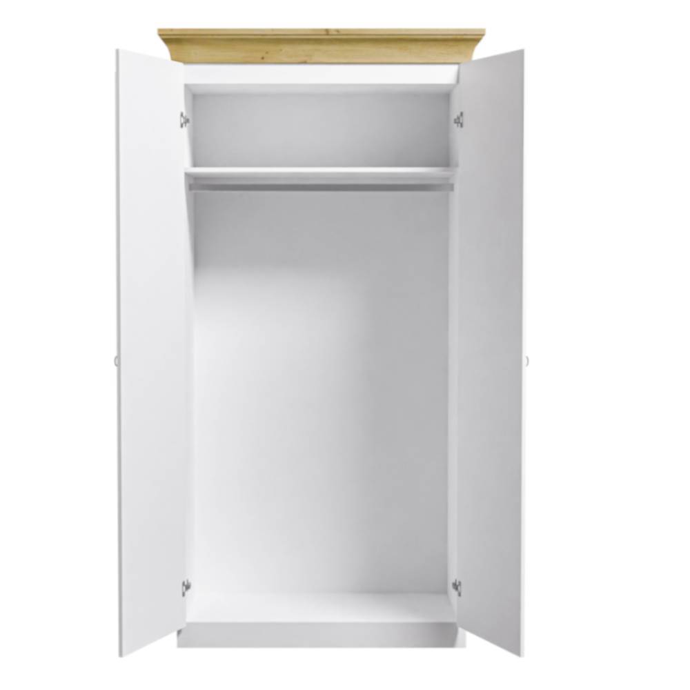 Drehtürenkleiderschrank Bazna mit Spiegel im Landhausstil
