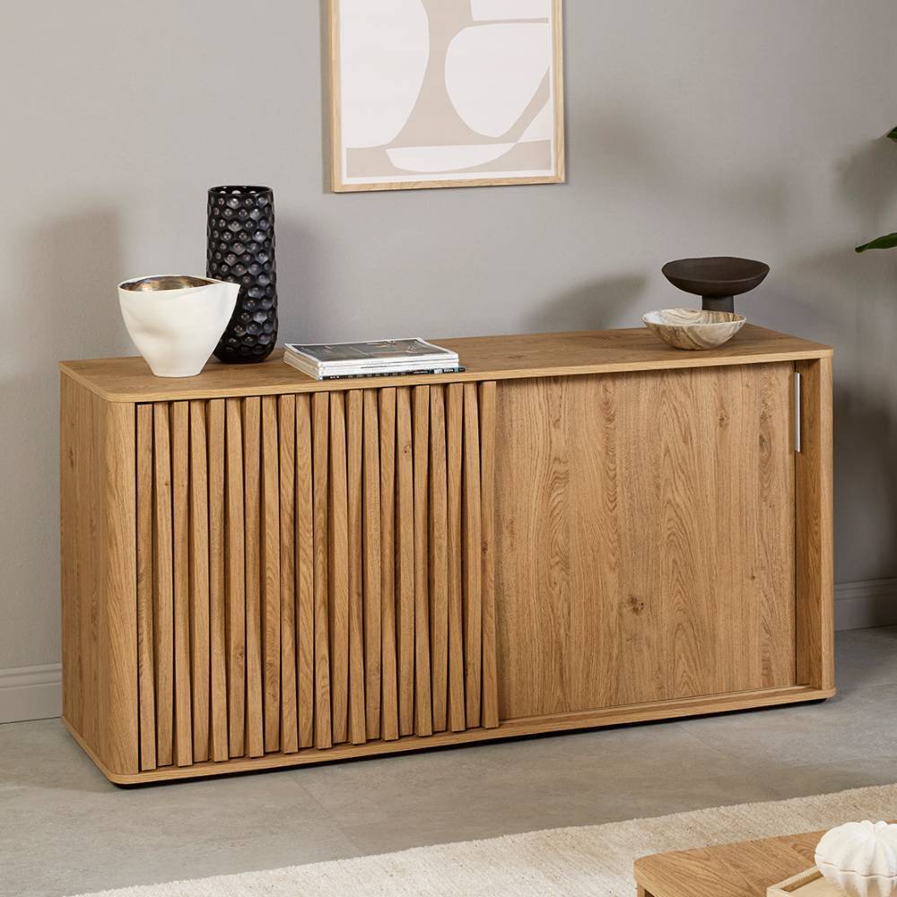Sideboard Mosca mit Schiebetüren in Eichefarben