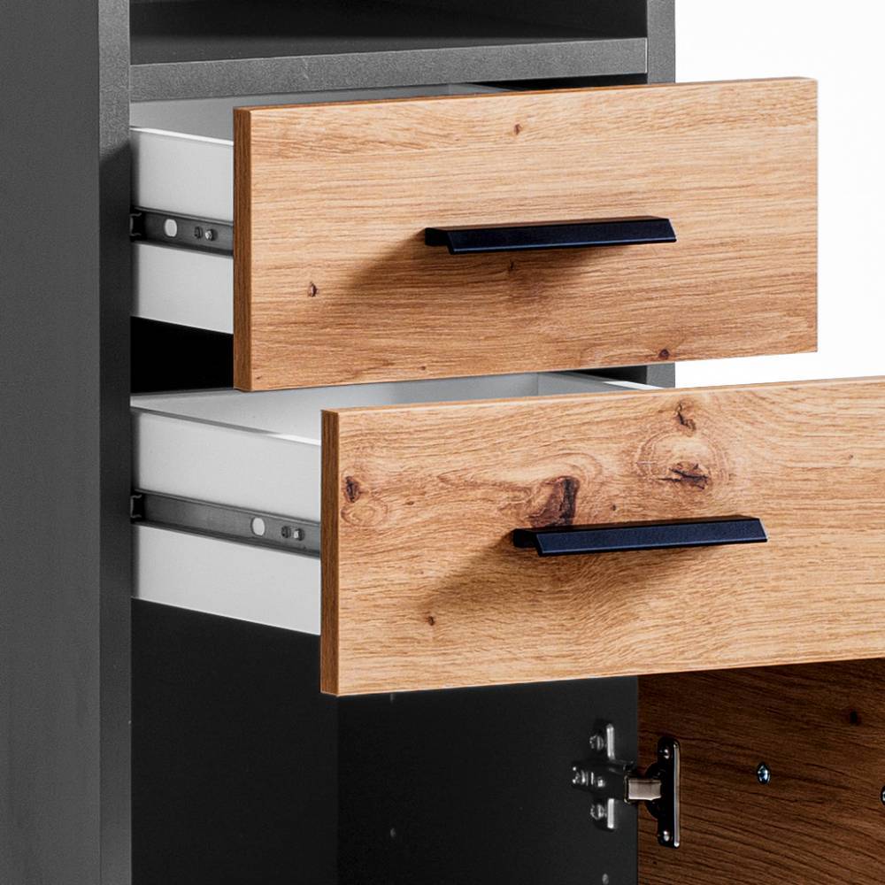 Midibadschrank Mayora in Anthrazit und Wildeichefarben