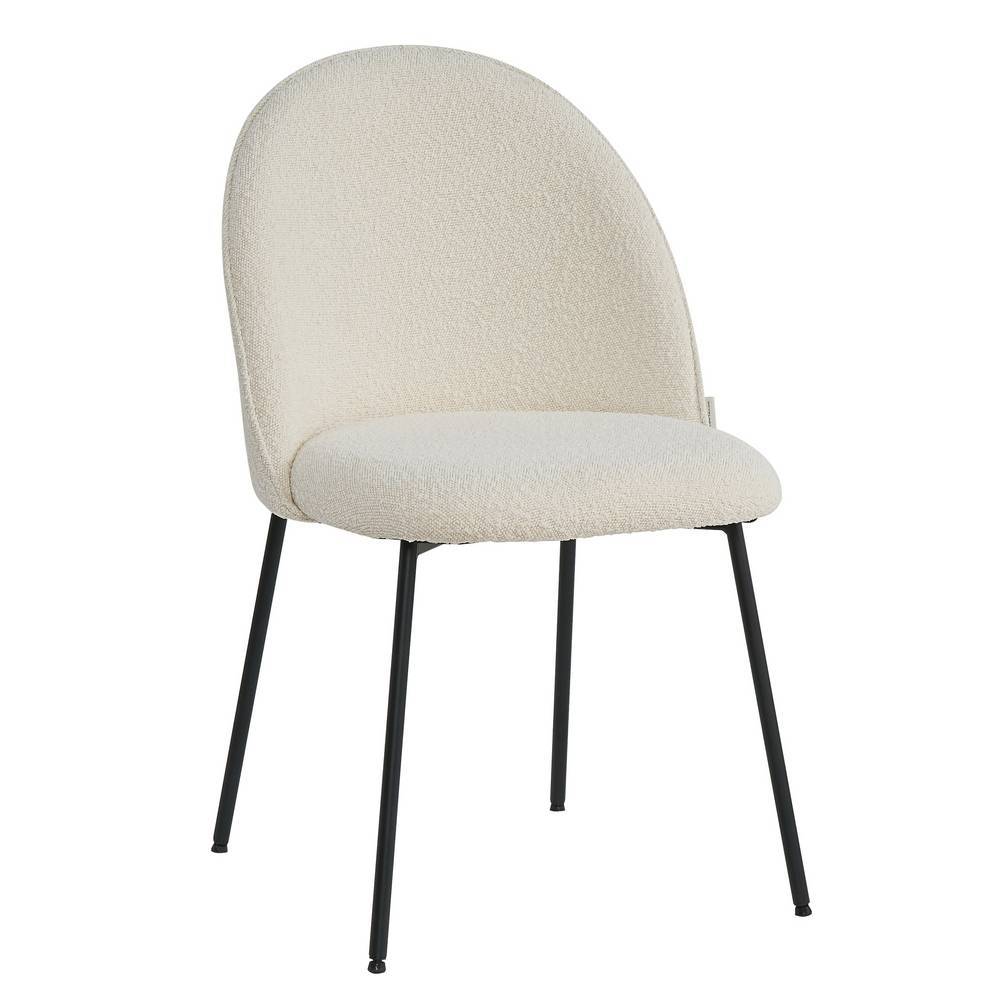 Esszimmergarnitur Bertylan aus Mangobaum Massivholz und Boucle Stoff (fünfteilig)