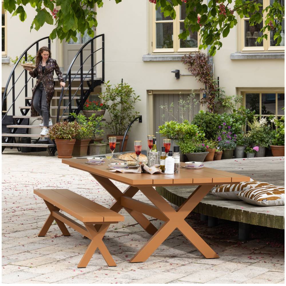 Metall Gartentisch Damados 220 cm breit mit X Gestell